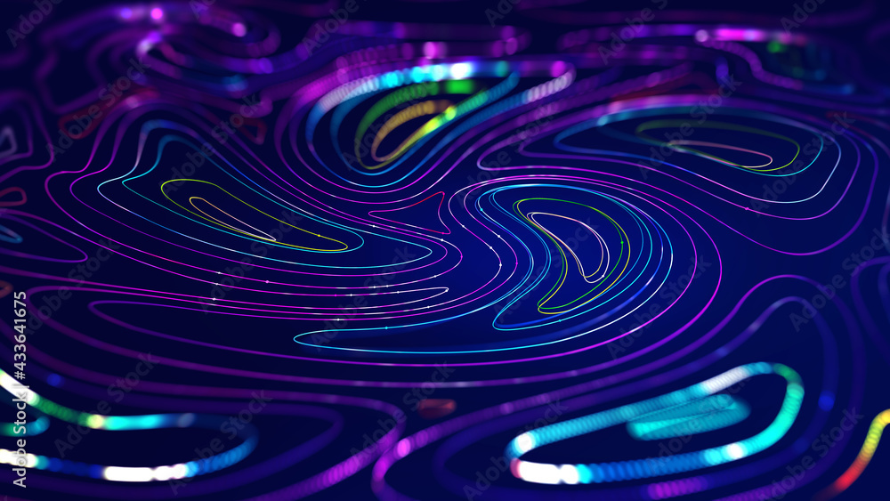 Aufkleber Big Data concept. Information field, data flow. Digital neural network. Introduction of artificial intelligence. Cyberspace of future. Abstract business 3D illustration