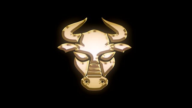 Golden sparkling image of the zodiac sign Taurus