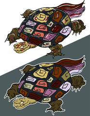 Japanese tortoise vector.Lucky Chainese animal isolate and outline vector.