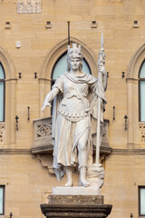 San Marino. Sculpture of Liberty in the main city square.