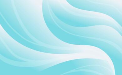 Obraz na płótnie Canvas Vector abstract horizontal geometric background. Smooth curves and waves with a gradient in gentle blue tones. Wallpaper decoration.