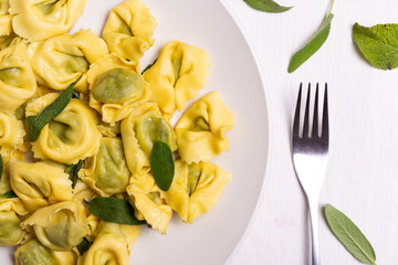 Italian ravioli stuffed with ricotta and spinach
