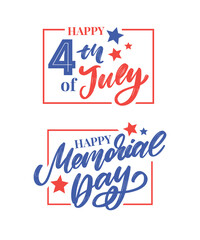 Happy Memorial Day 4th of July - Stars and Stripes Letter