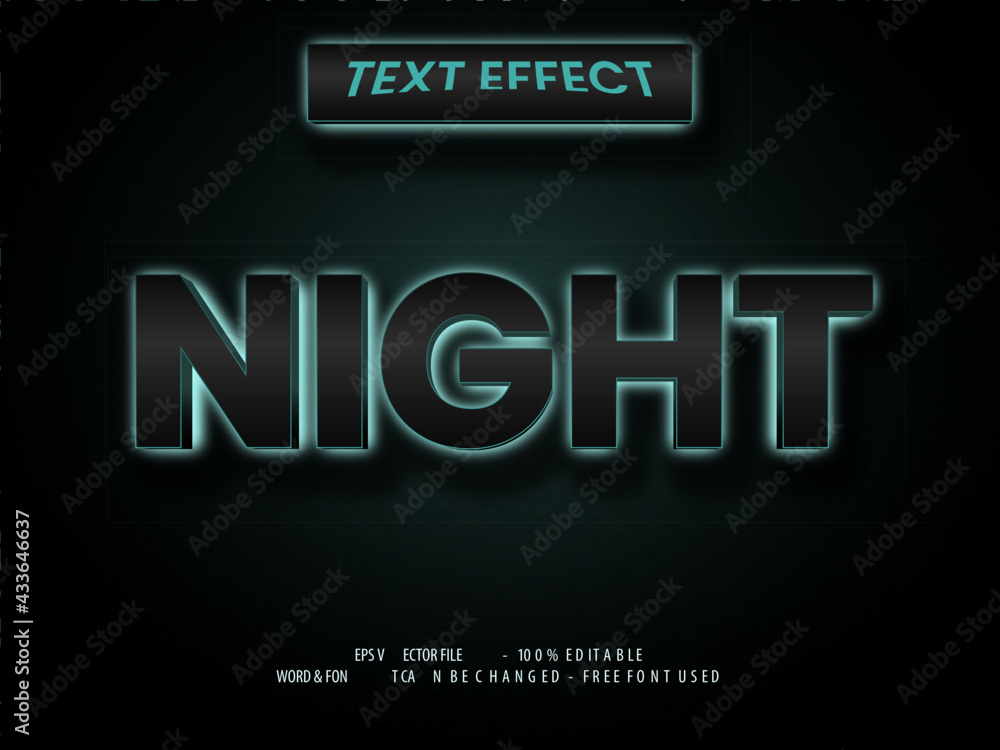 Poster dark neon text effect. editable font text effect dark light syle.
