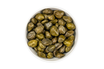 pickled marinated capers isolated on white background