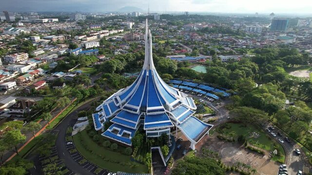 Kuching, Sarawak Malaysia - May 14 2021: The buildings, landmarks and scenery of Kuching city, capital of Sarawak, Borneo island. 