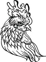 Thai chicken fight with peony flower tattoo.Traditional Thai tattoo and wave design.