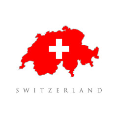 flags map Switzerland vector illustration. Flat vector flag of the Swiss Confederation (Switzerland). A red square canvas with a white cross in the middle.