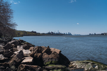 lake in the morning New York  skyline sky blue 