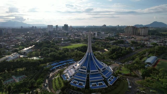 Kuching, Sarawak Malaysia - May 14 2021: The buildings, landmarks and scenery of Kuching city, capital of Sarawak, Borneo island. 