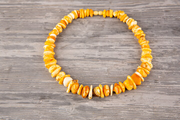 Medicinal necklace from landscape untreated amber