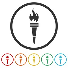 Torch ring icon isolated on white background color set