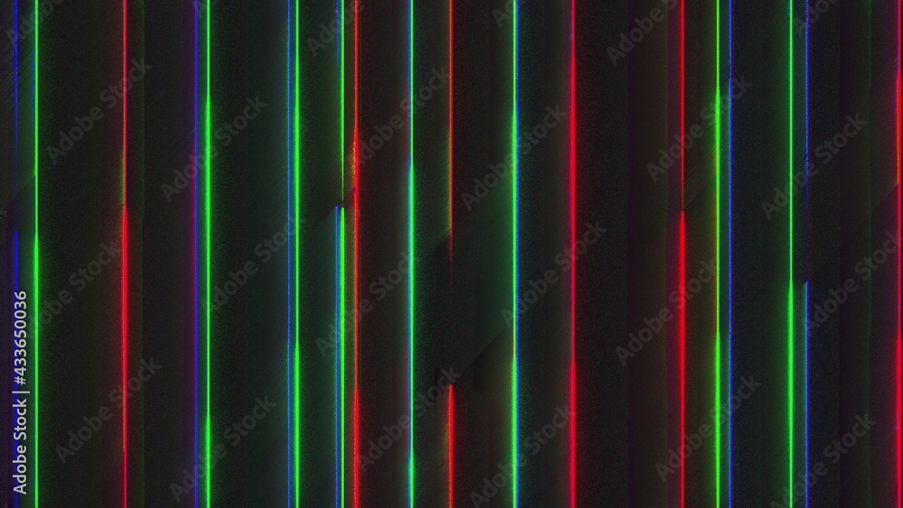 Poster computer generated chromatic aberration bands. pixel multi-colored neon noise. 3d rendering abstract