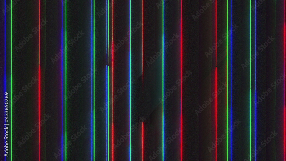 Poster computer generated chromatic aberration bands. pixel multi-colored neon noise. 3d rendering abstract