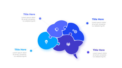 Infographic brain puzzle design template. Modern vector illustration. Concept of 4 steps or options of business process