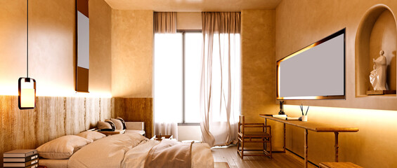 Obraz na płótnie Canvas 3d render of luxury hotel room
