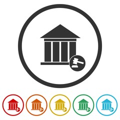 Courthouse ring icon isolated on white background color set