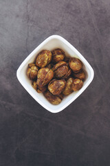 Fried spicy Brinjal or Eggplant Indian dish