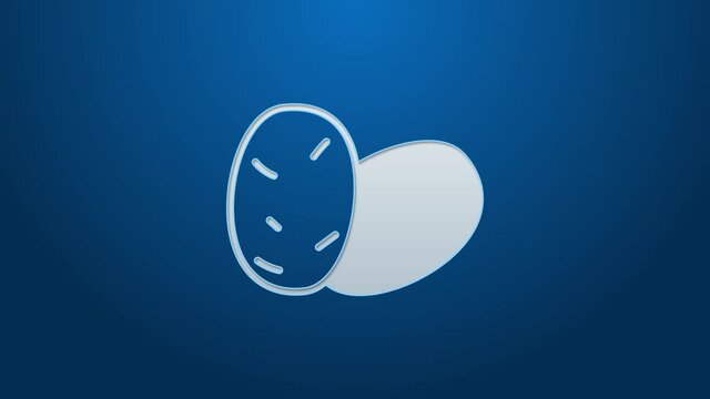 White line Potato icon isolated on blue background. 4K Video motion graphic animation