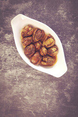 Fried spicy Brinjal or Eggplant Indian dish	
