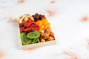 Dried organic fruits assortment.