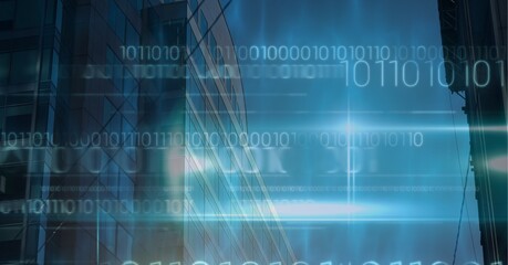 Composition of binary coding over modern cityscape