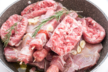 Skewers and sausages ready for the BBQ