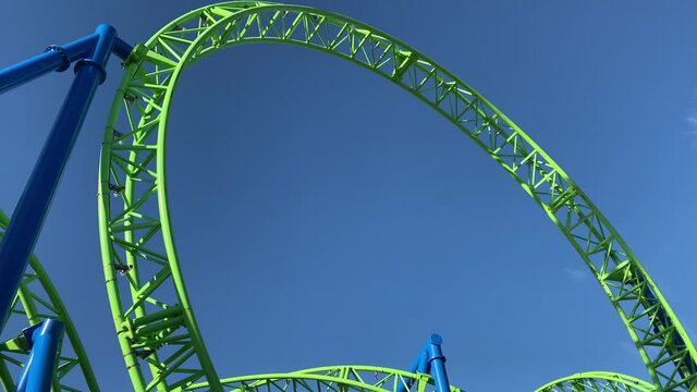 blue sky amusement roller coaster ride entertainment