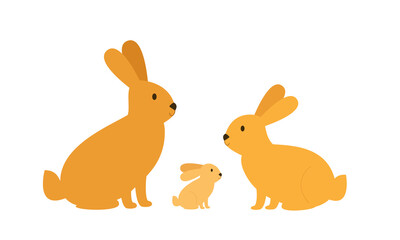 Obraz na płótnie Canvas Rabbit family, mom dad and baby. vector