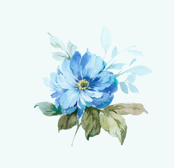 Flowers watercolor illustration.Manual composition.Big Set watercolor elements，Design for textile, wallpapers，Element for design,Greeting card