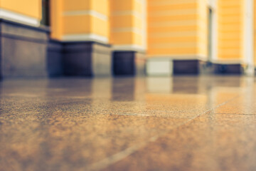 Obraz premium Luxurious mansion, the external wall with windows. Close up view from the level of the marble floor