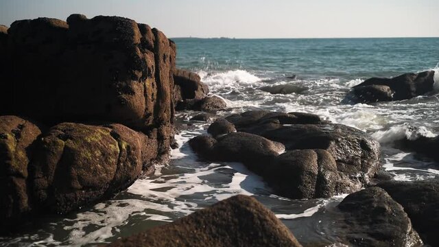 Pointe de Trevignon, Brittany, France. Rocky coast at Plage de Trescao
