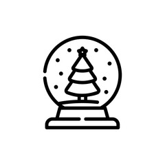 Christmas Xmas Snow Globe Vector icon in Outline Style. a snow globe with a christmas tree is a replica of winter and christmas. Vector illustration icon that can be used for apps, websites, or logo