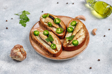 Fish sandwiches with sprats.