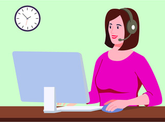 front view of female employee speak on video call with diverse multiracial colleagues on online briefing, woman worker have Webcam group conference with coworkers at home