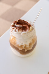 Coffee with ice cream and cream