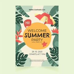 Hand Drawn Summer Party Vertical Poster Template