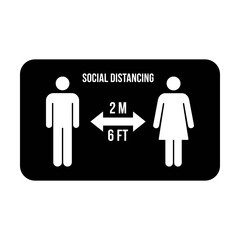 Social distancing icon symbol vector keep safe distance sign in a glyph pictogram illustration