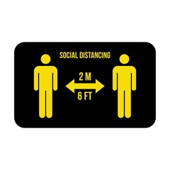 Social distancing icon symbol vector keep safe distance sign in a glyph pictogram illustration