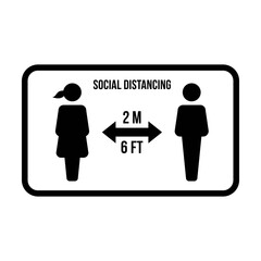 Social distancing icon symbol vector keep safe distance sign in a glyph pictogram illustration