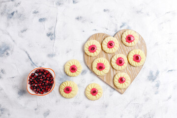 Delicious homemade cookies with pomegranate seeds.