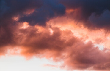 Dramatic colours in the clouds at sunset