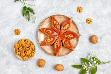 Traditional Azerbaijan holiday Novruz sweets pakhlavas.