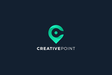 Letter c creative point green minimal logo design