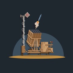 Iron dome air defense system, rocket destroyer in military weapon. concept in cartoon illustration © Simply Amazing