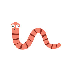 vector illustration of cartoon worm isolated on white