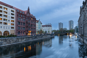 Fototapeta na wymiar Blue hour in German capital city, Berlin