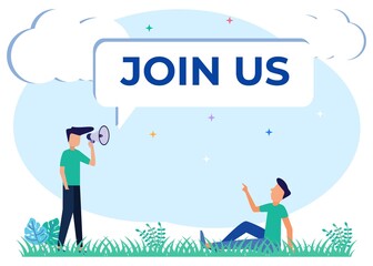 Illustration vector graphic cartoon character of join now