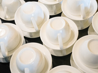 white ceramic coffee cups