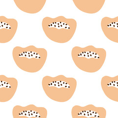 Cute abstract orange silhouettes seamless pattern in doodle style. Modern childish design. Simple stylistic.